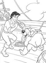 coloriage Le prince joue de la flute avec son chien